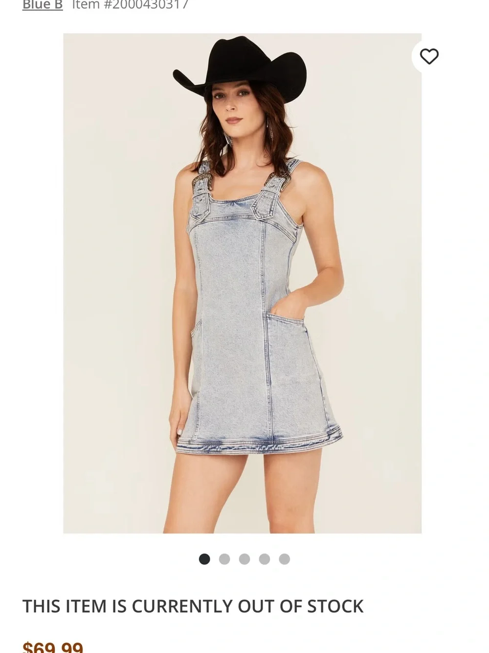 Blue B Light Wash Denim Overall Dress with Adjustable Buckle Straps